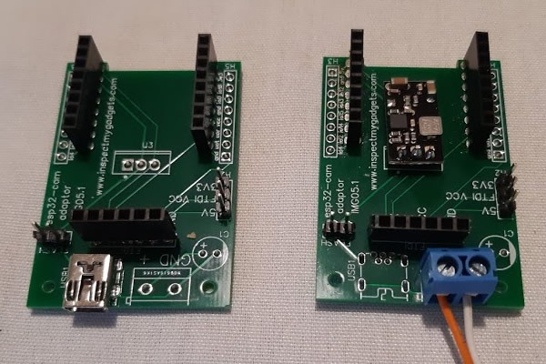 ESP32-CAM adaptor pair without cam PCB