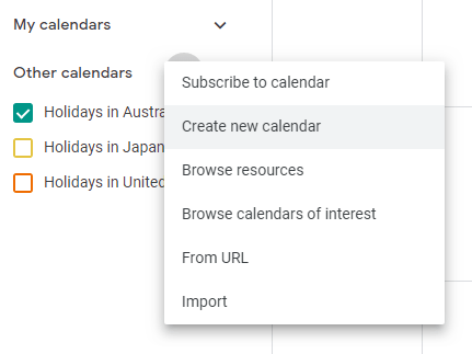 create new calendar