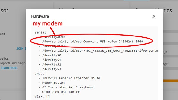 modem in ha supervisor