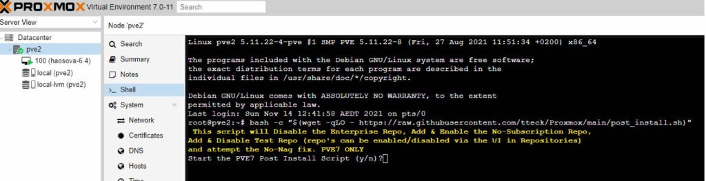 proxmox no nag script
