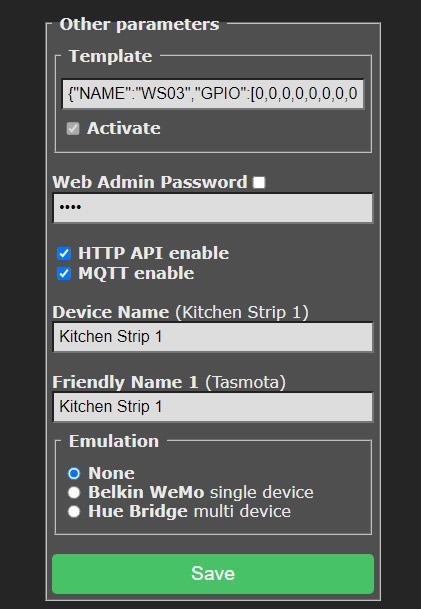 tasmota config other